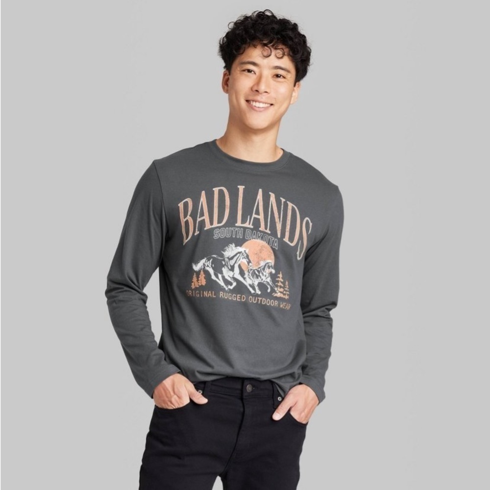 Men's Regular Fit Crewneck Long Sleeve T-Shirt - Original Use™ Gray L